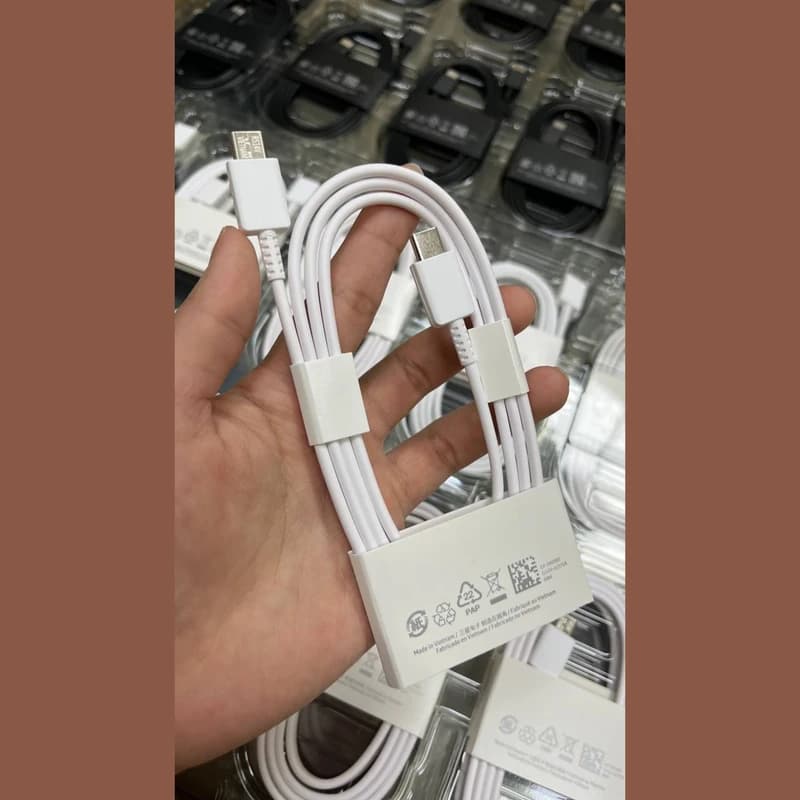 کابل شارژ ۵ آمپر فوق سریع و انتقال اطلاعات اصلی سامسونگ دو طرف تایپ سی ساخت ویتنام دو سر Type C — تصویر ۵