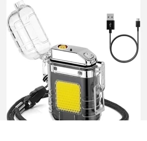 فندک المنتی برقی و شارژی ضد آب چراغ قوه دار مدل FLASHLIGHT