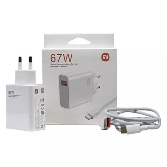 شارژر 2 پین 67 وات شیائومی (به‌همراه کابل یو اس بی به تایپ سی شیائومی)