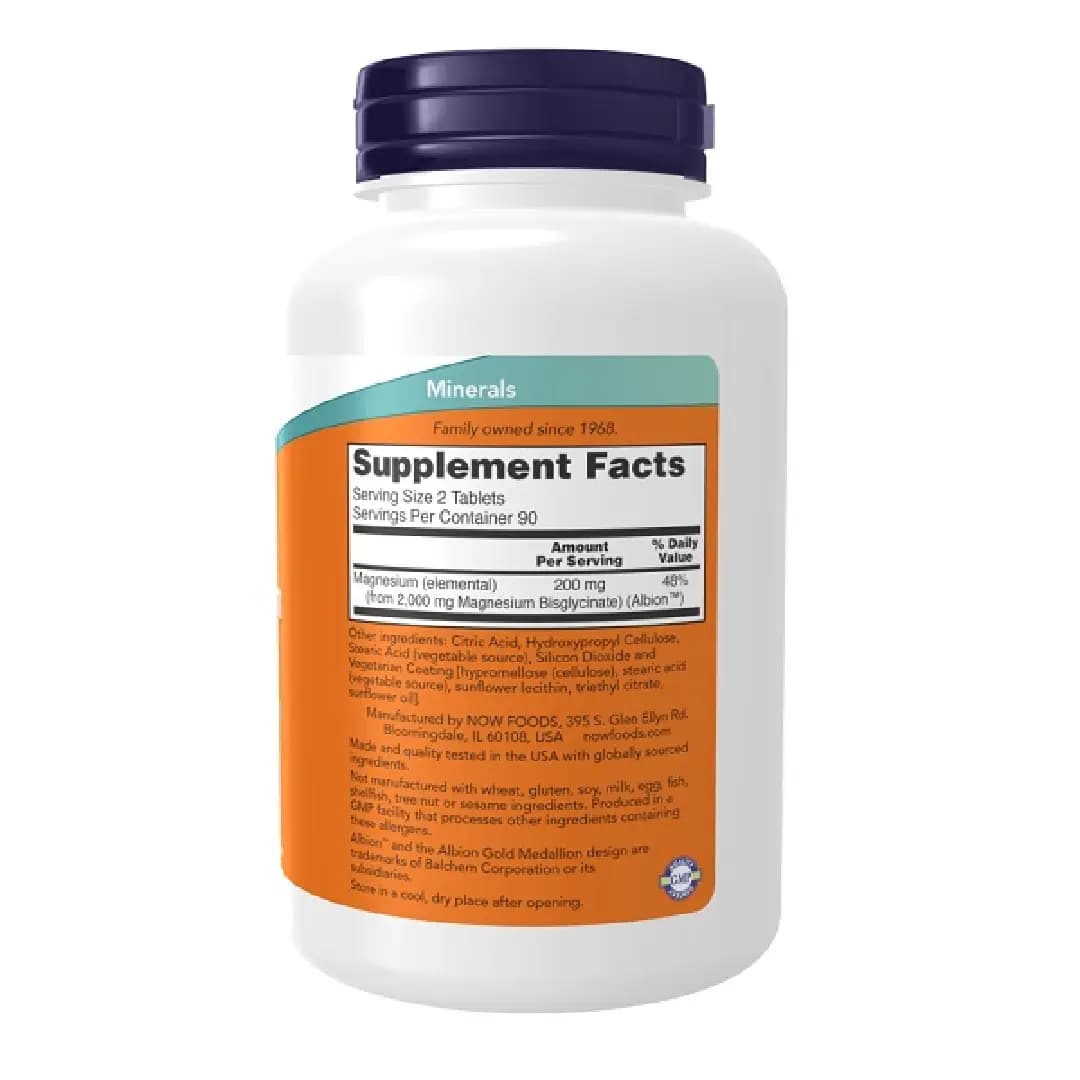 قرص منیزیم گلیسینات ناو فودز NOW Foods Magnesium Glycinate بسته ۱۸۰ عددی — تصویر ۳