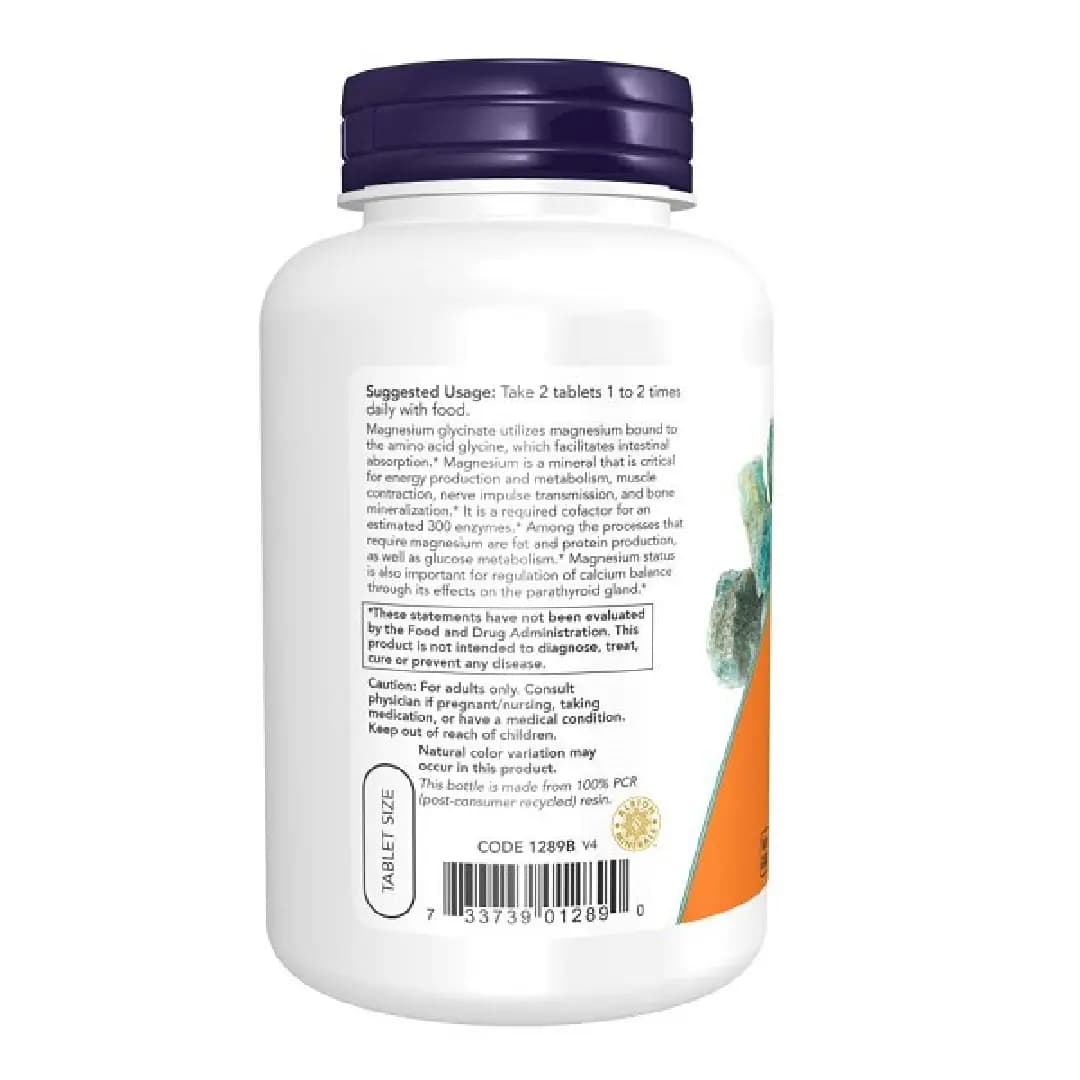 قرص منیزیم گلیسینات ناو فودز NOW Foods Magnesium Glycinate بسته ۱۸۰ عددی — تصویر ۴