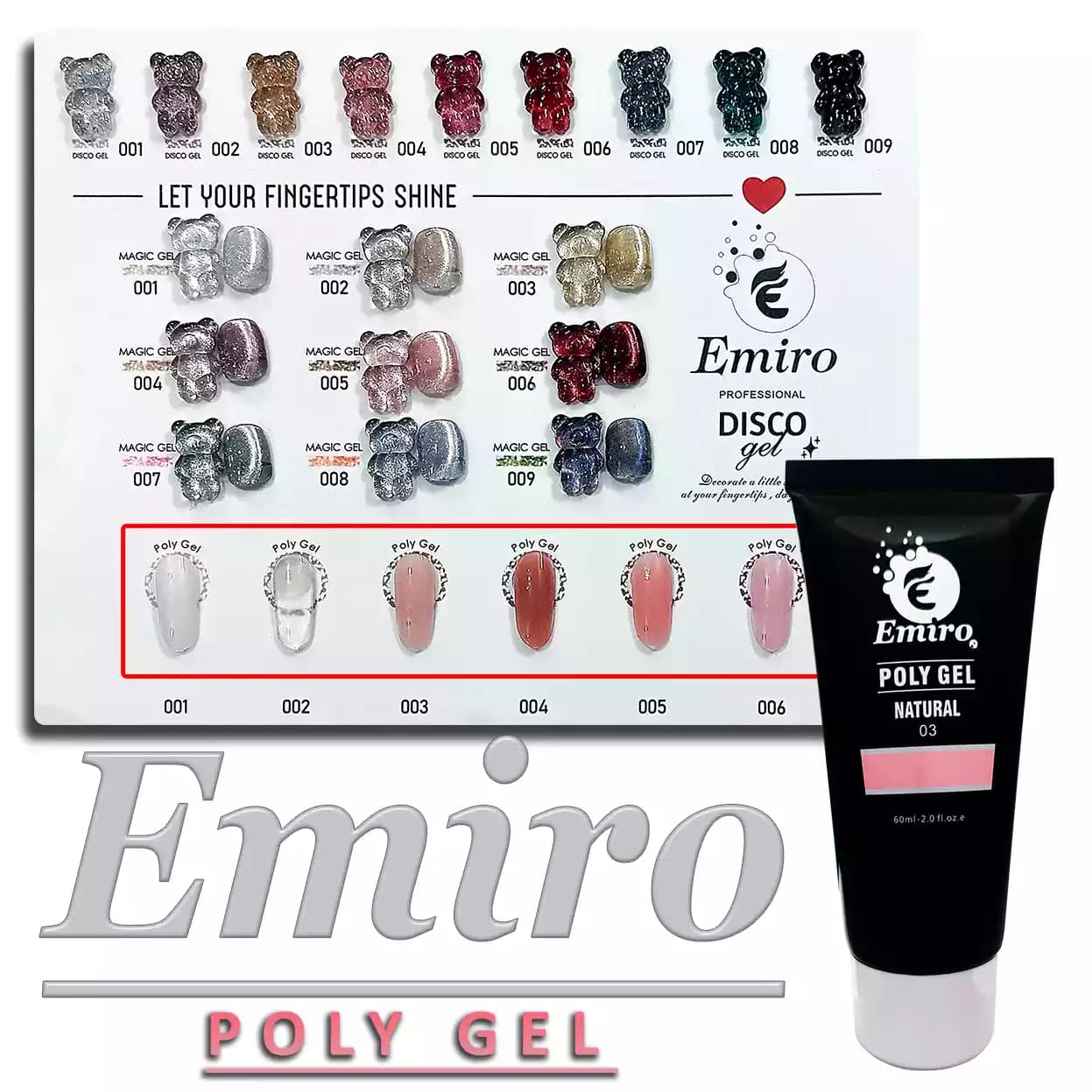 پلی ژل ناخن امیرو Emiro کلییر | بهترین کیفیت با دوام و درخشش بی‌نظیر – 60 گرم