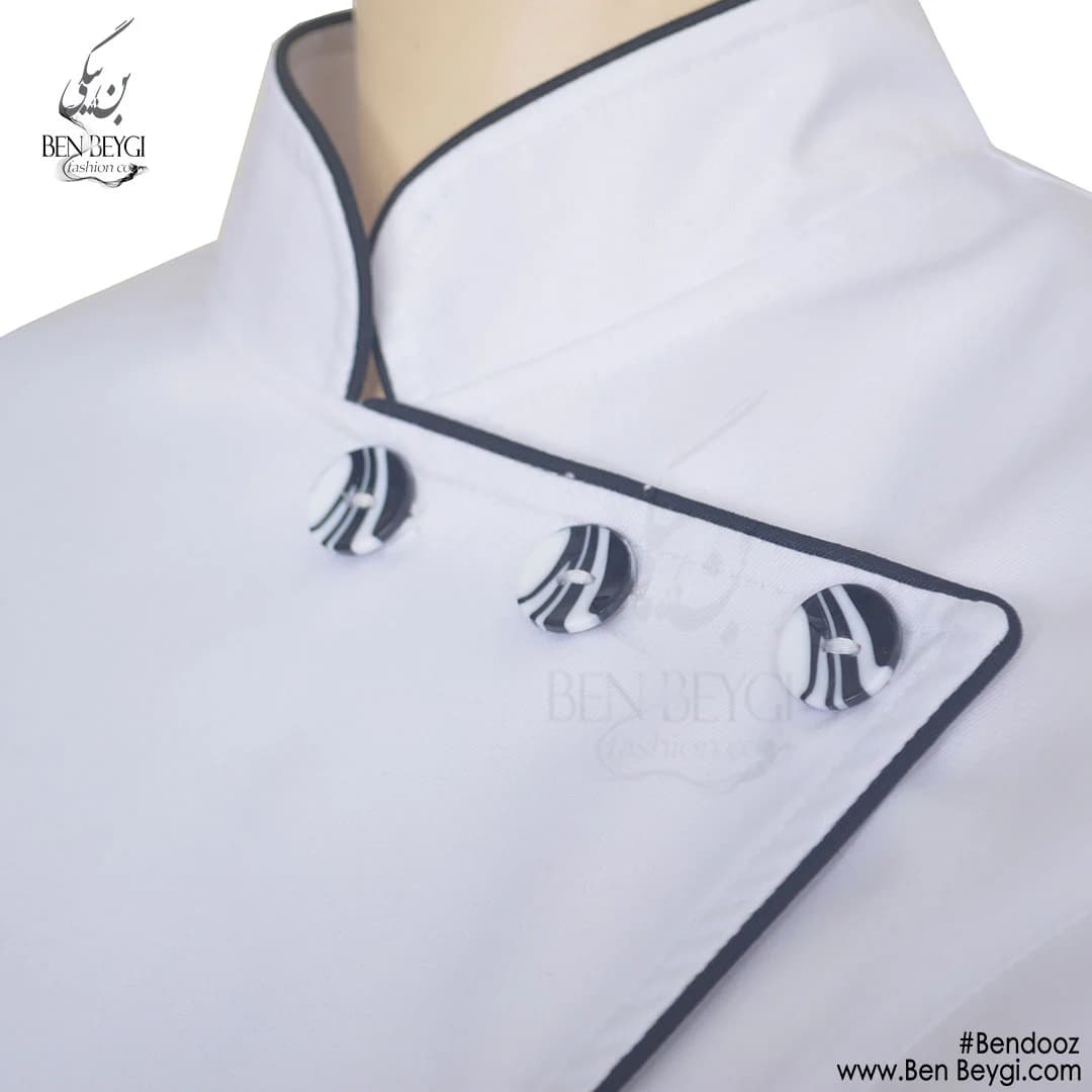 مانتو شلوار کار زنانه پارچه کجراه روهمگرد و مغزی دوزی قد 95 یقه ایستاده کد 23788 — تصویر ۴