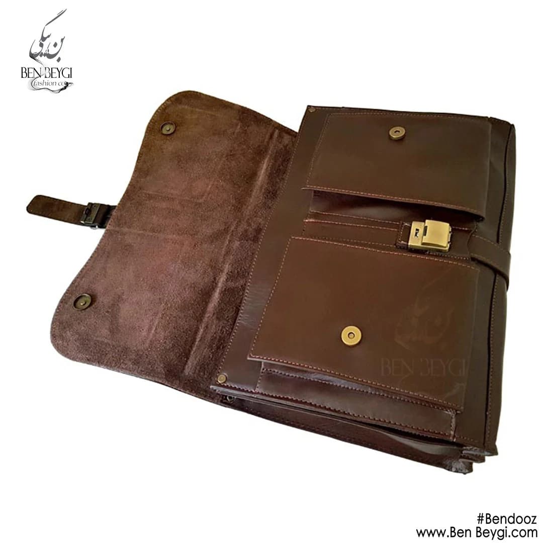کیف چرم مردانه اداری سگکدار کد FA-LB423-23725 — تصویر ۴