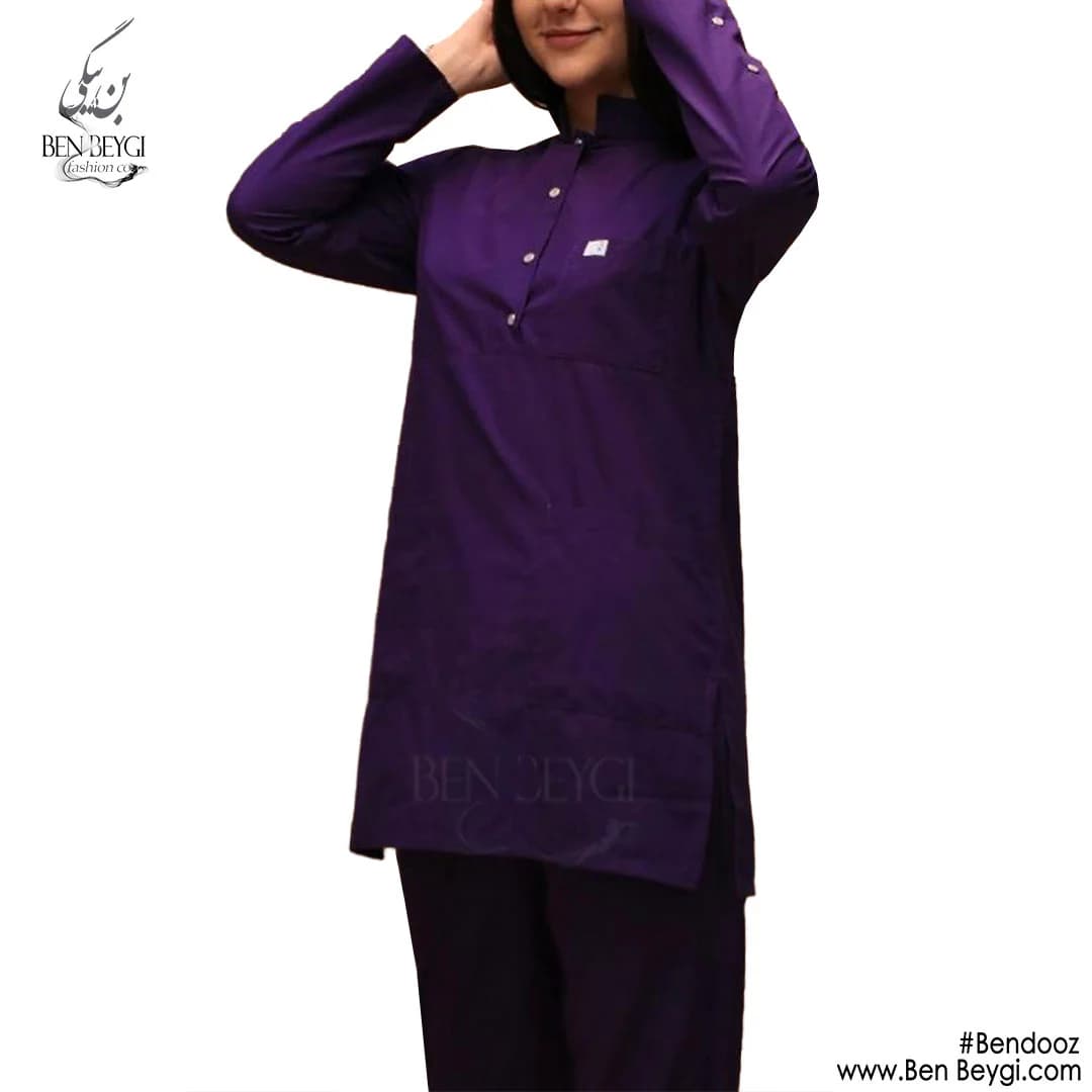 اسکراب پزشکی زنانه پارچه ترگال آستین بلند رنگ بنفش کد SHA-268-23615
