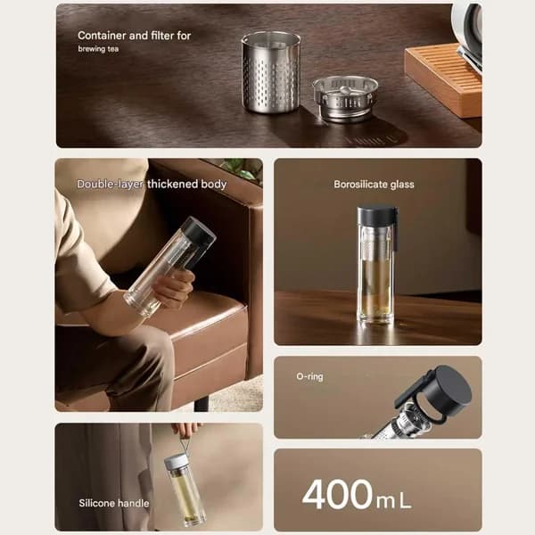 فلاسک شیشه ای دو لایه میجیا شیائومی Xiaomi Mijia Double-layer MJBLB01PL BHR8676CN — تصویر ۳