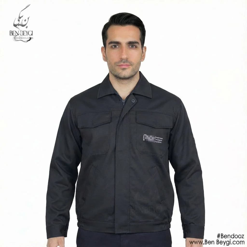 کاپشن کار پارچه کجراه مدل یقه دار با قاپک رنگ مشکی کد 23526