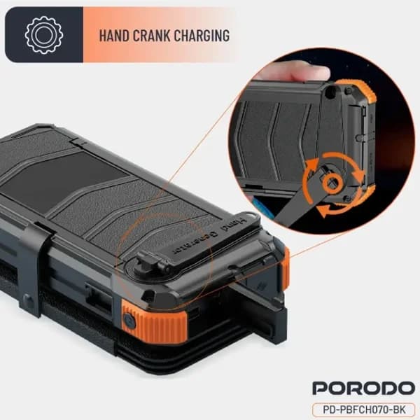پاوربانک خورشیدی 20 وات 20000 پرودو Porodo Power Bank 4-Panel Solar PDPBFCH070BK — تصویر ۳