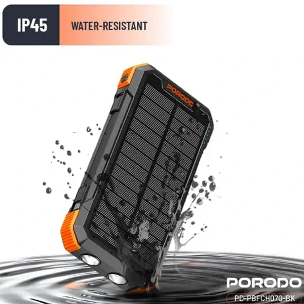 پاوربانک خورشیدی 20 وات 20000 پرودو Porodo Power Bank 4-Panel Solar PDPBFCH070BK — تصویر ۴