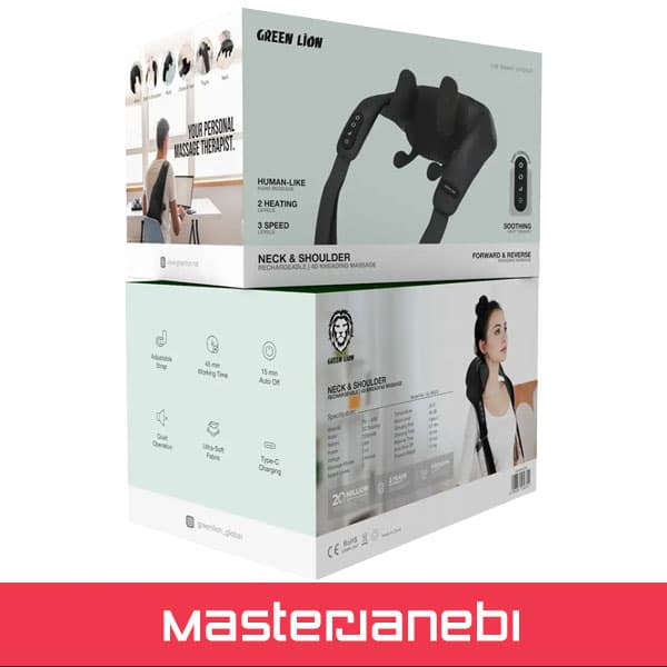 ماساژور چهاربعدی گردن و شانه گرین لاین GREEN LION 4D KNEADING MASSAGE GNNSHMSSRBK — تصویر ۷