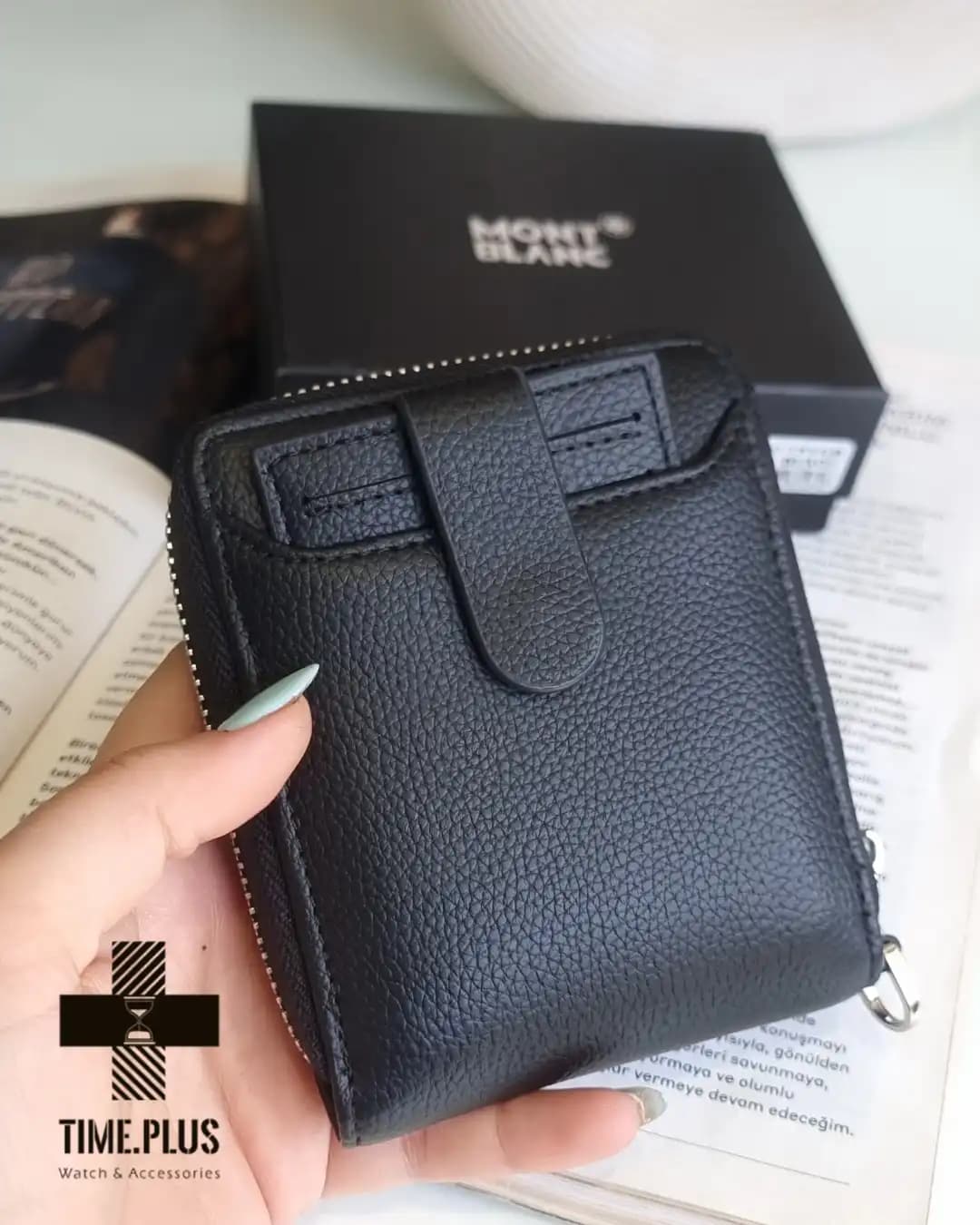 کیف پول مون بلان جیبی زیپ دار چرم طرح بلوار — تصویر ۶
