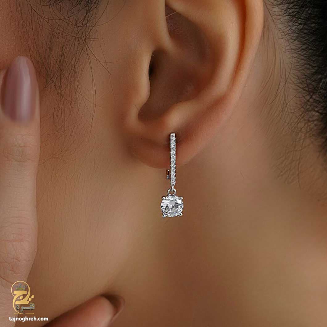 گوشواره نقره کلیپسی زنانه کوچک نگین دار مدل ESW E45