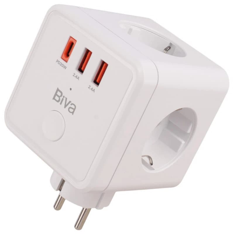 چند راهی برق و شارژر بیوا Biva PS-07 Power Strip دارای 3 پورت — تصویر ۳