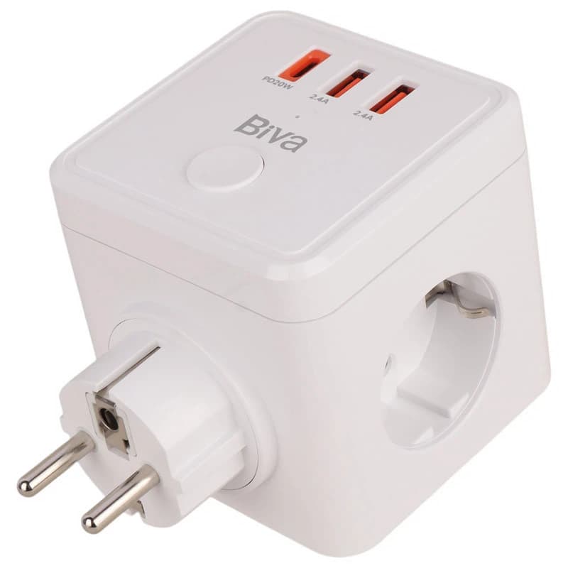 چند راهی برق و شارژر بیوا Biva PS-07 Power Strip دارای 3 پورت