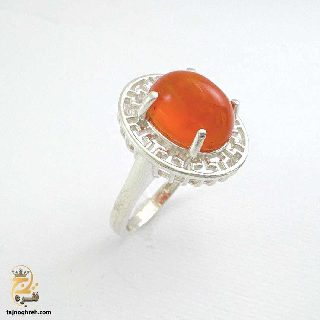 انگشتر نقره زنانه عقیق پرتقالی مدل RSW F38