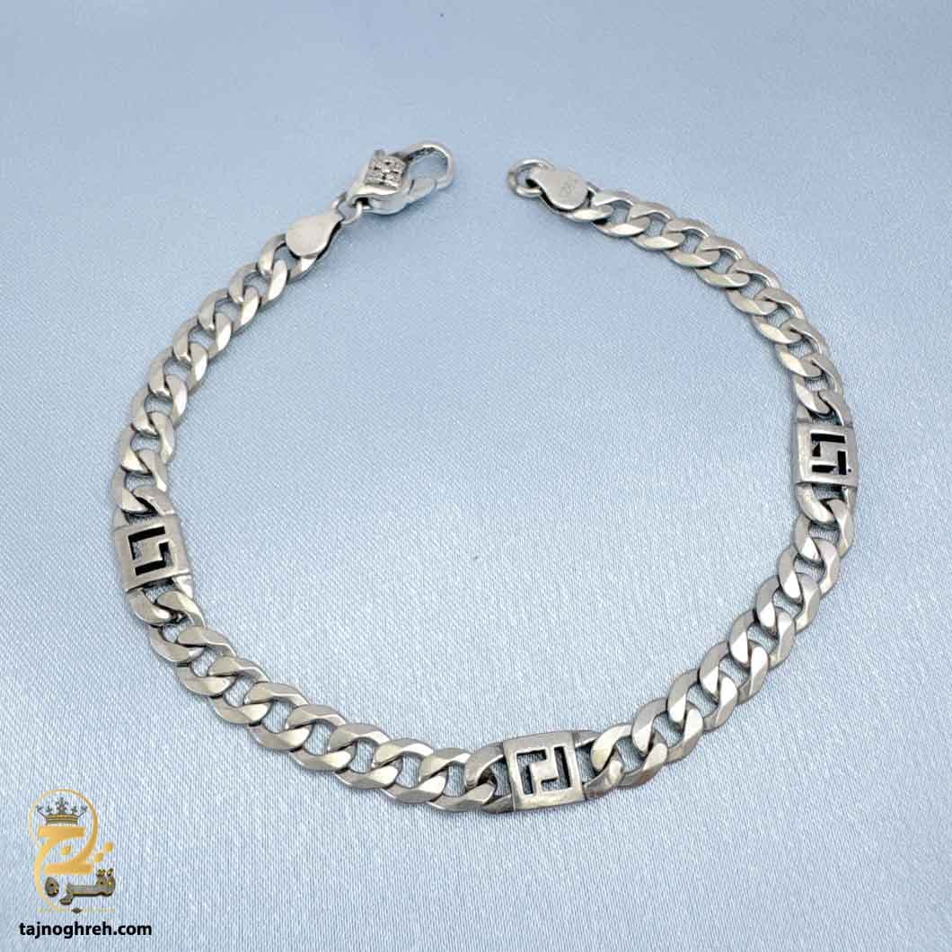 دستبند نقره مردانه کارتیه پلاک دار مدل BSM B43