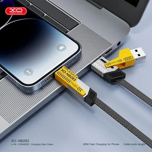 کابل انتقال داده 4 در 1 ایکس او XO NB283 4 in1 Braided flat cable — تصویر ۳