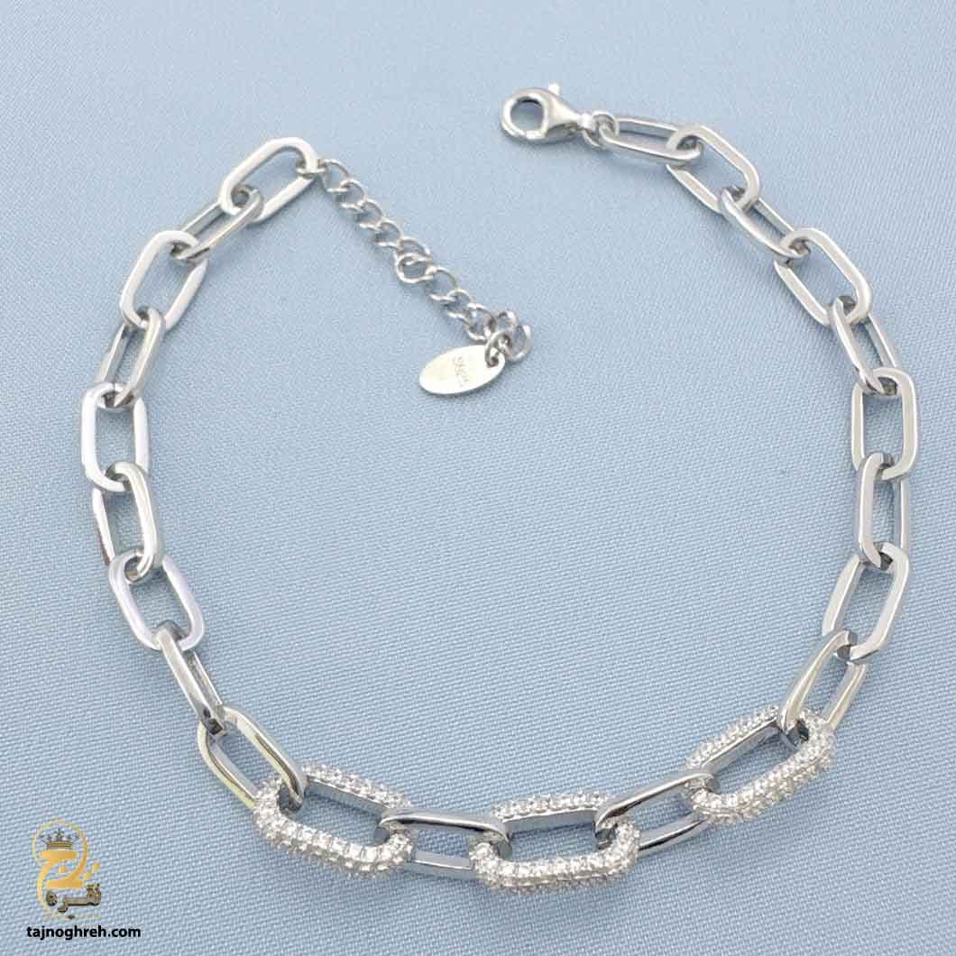 دستبند نقره زنانه شیک و زیبا مجلسی مدل DSW D41