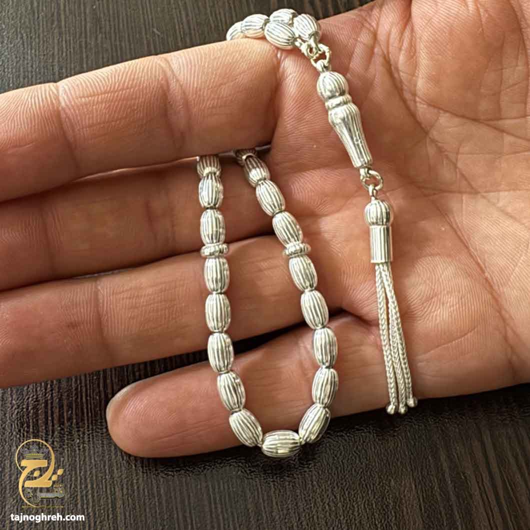 تسبیح نقره مردانه اصل ترک 33 دانه مدل MST T15 — تصویر ۳