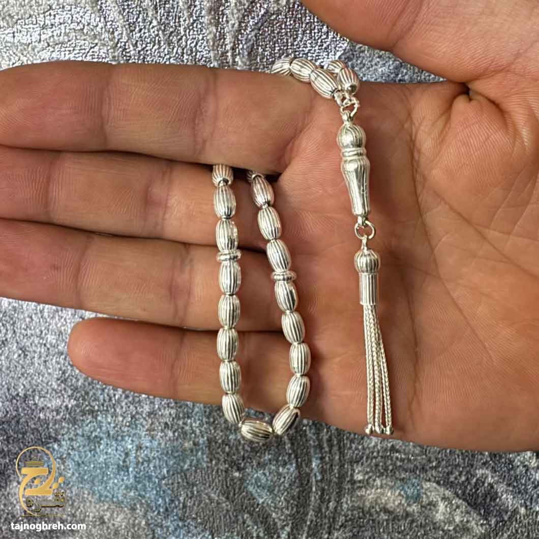 تسبیح نقره مردانه اصل ترک 33 دانه مدل MST T15 — تصویر ۷