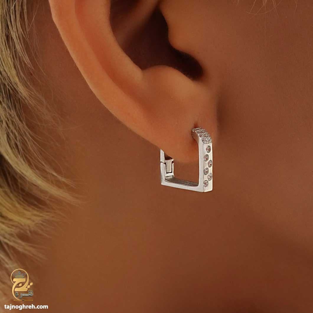 گوشواره نقره دخترانه شیک کلیپسی ساده مدل ESW E41
