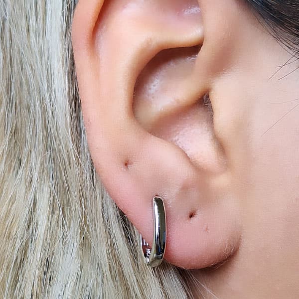 گوشواره حلقه ای برنج مینیمال رنگ سیلورCM
