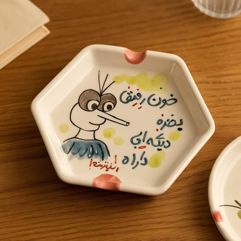 زیرسیگاری شش ضلعی سرامیکی طرح نقاشی — تصویر ۵