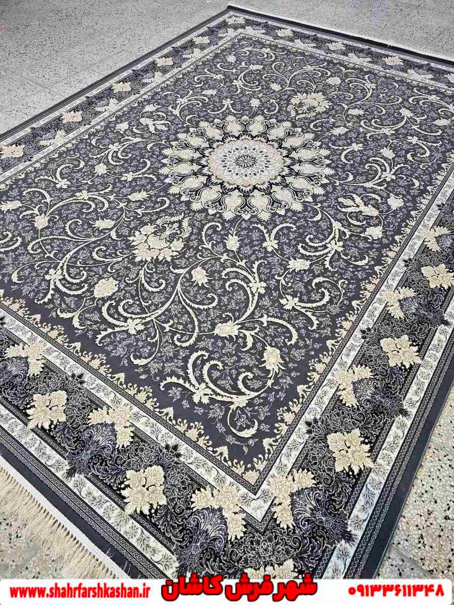 طرح طناز دودی فرش افشان طوسی طلایی 700 شانه
