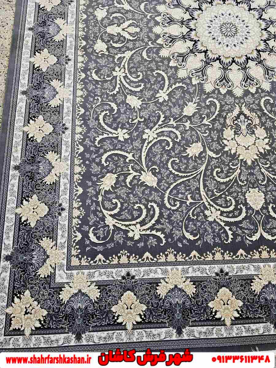 طرح طناز دودی فرش افشان طوسی طلایی 700 شانه — تصویر ۴