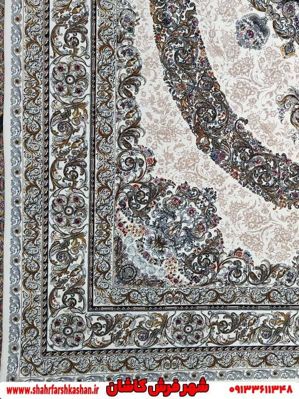 فرش 1500 شانه فرانسوی تراکم 4500 زمینه کرم — تصویر ۴