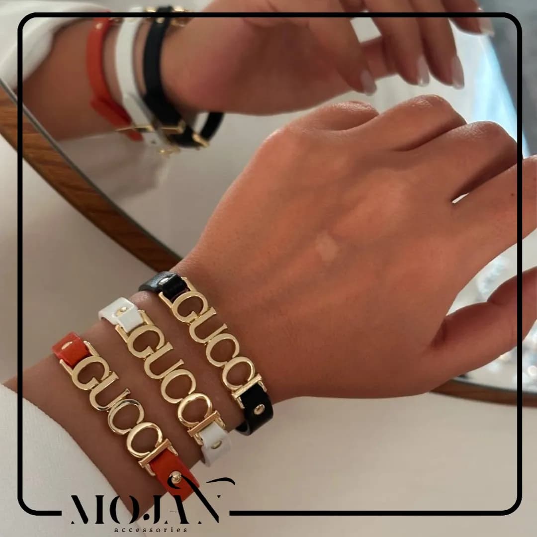 دستبند چرمی گوچی زنانه کد dzch1002
