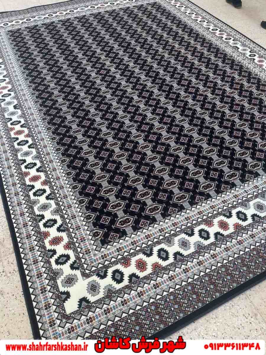فرش ترکمن سرمه ای 1000 شانه تراکم 3000