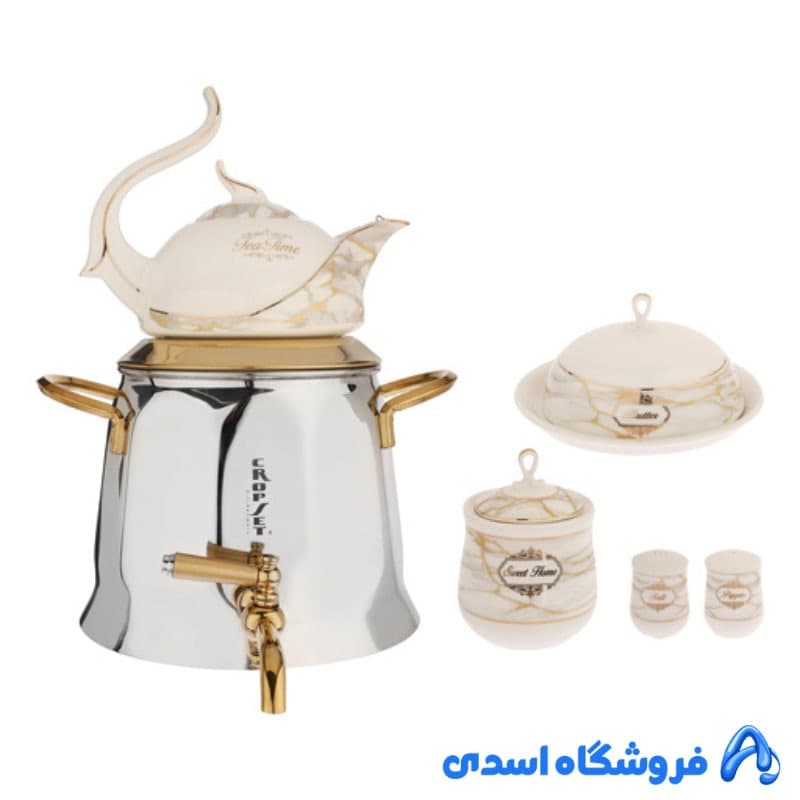 کتری و قوری کروپ ست مدل هرمس طلایی کد 6601