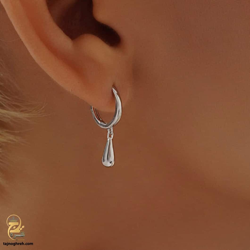 گوشواره نقره زنانه جدید آویز اشک مدل ESW E31