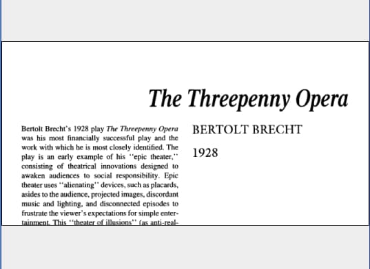 نقد نمایشنامه The Threepenny Opera by Bertolt Brecht