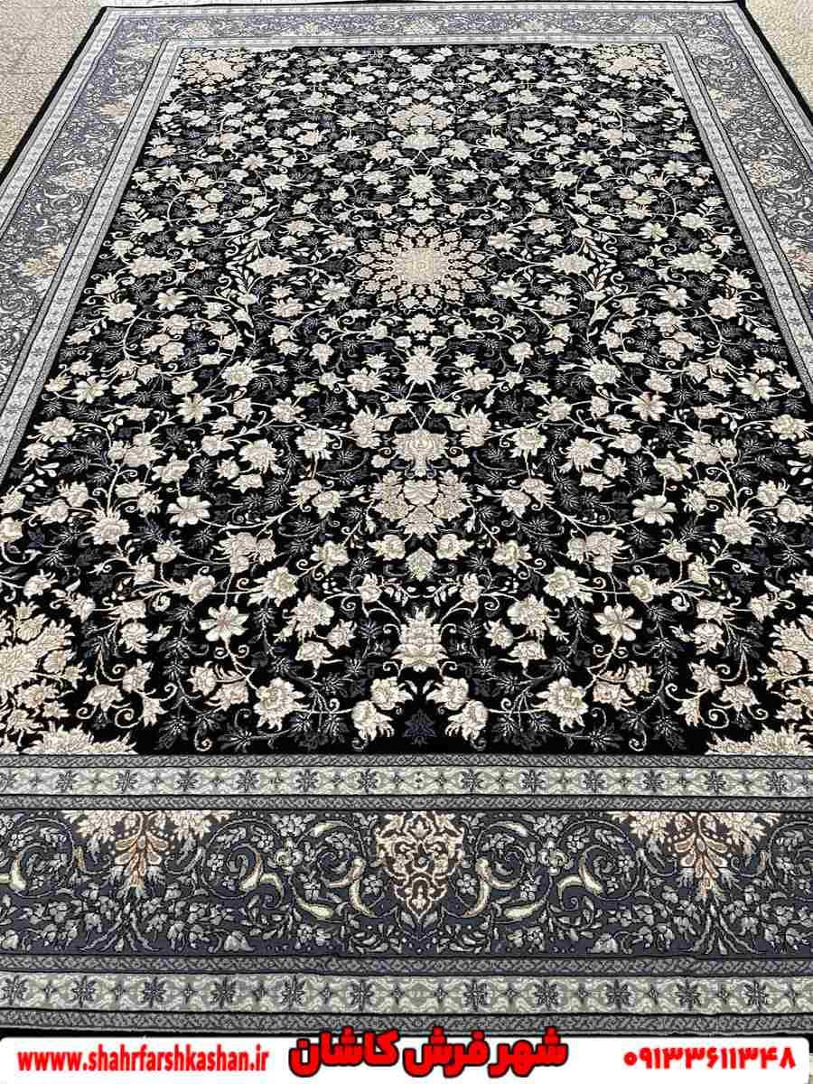 طرح تلما سرمه ای فرش ۷۰۰ شانه طرح افشان
