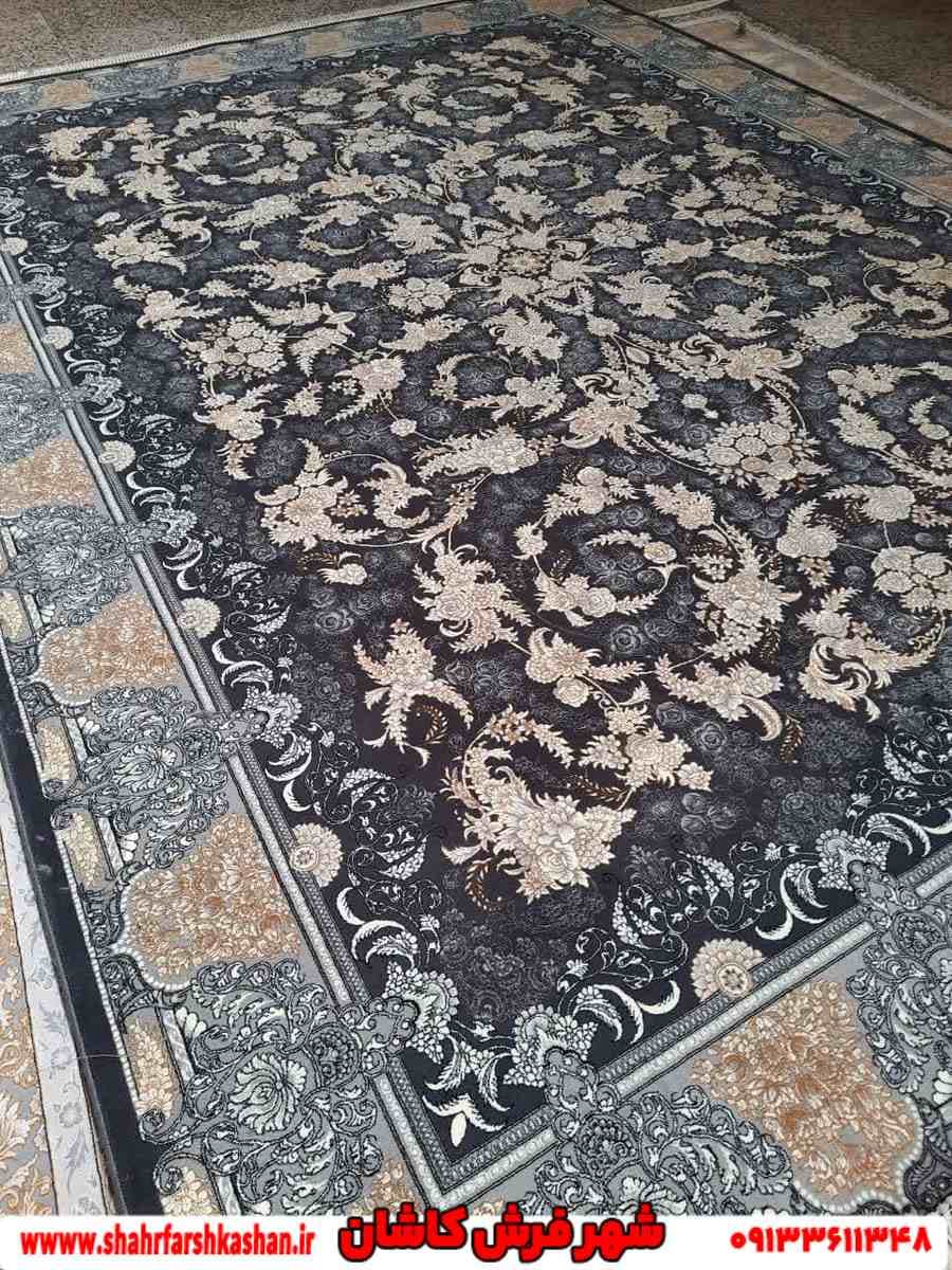 فرش هزار شانه طلاکوب دودی طرح آترین