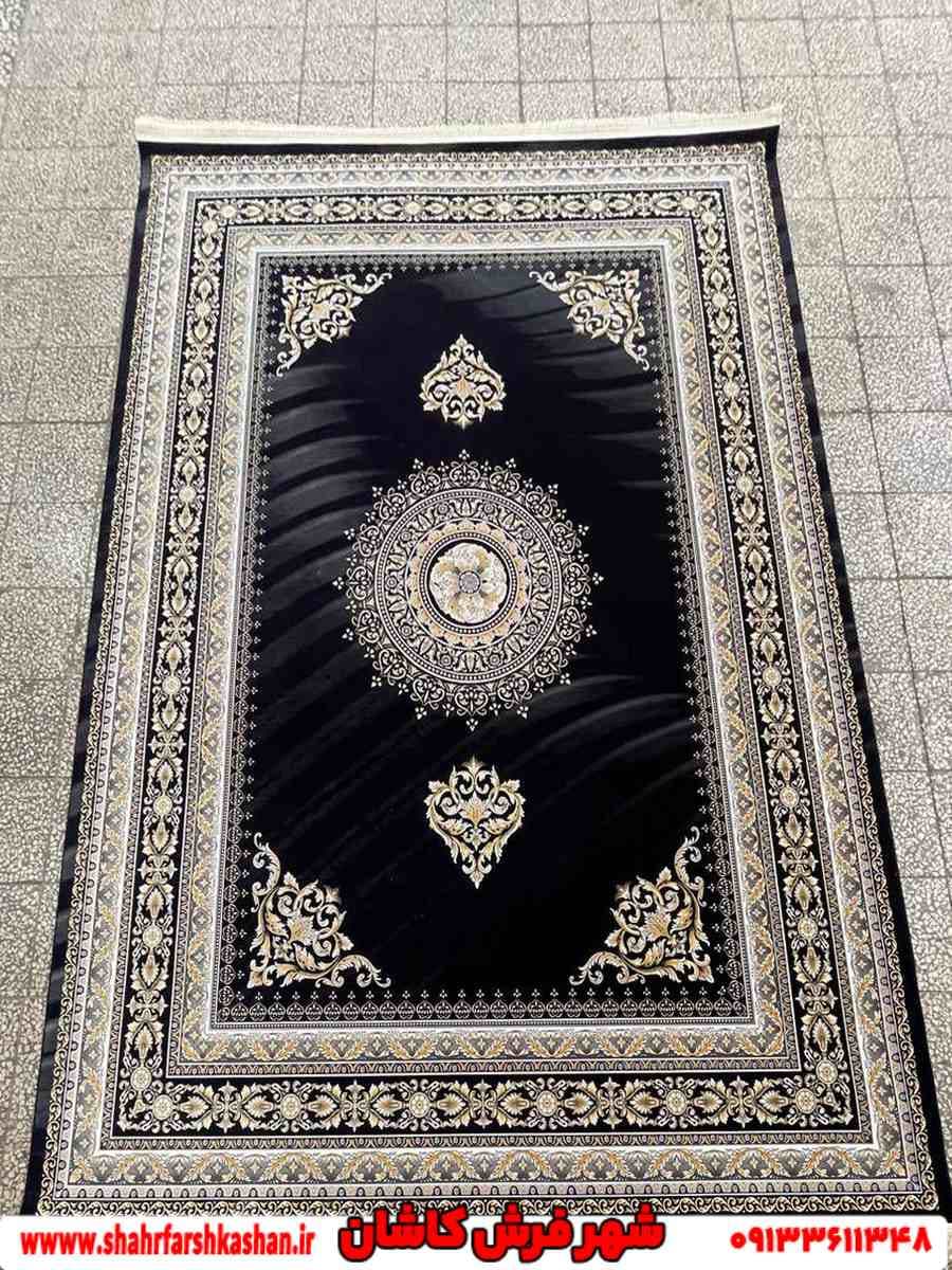 فرش سرمه ای ساده 1200 شانه مدرن طرح لیانا — تصویر ۳