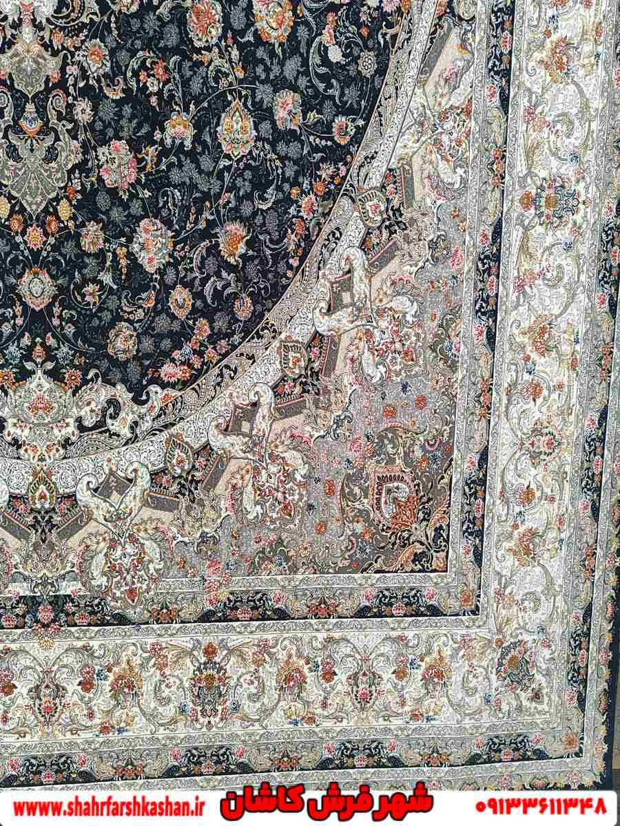 فرش 1500 شانه طرح باران سرمه ای — تصویر ۶