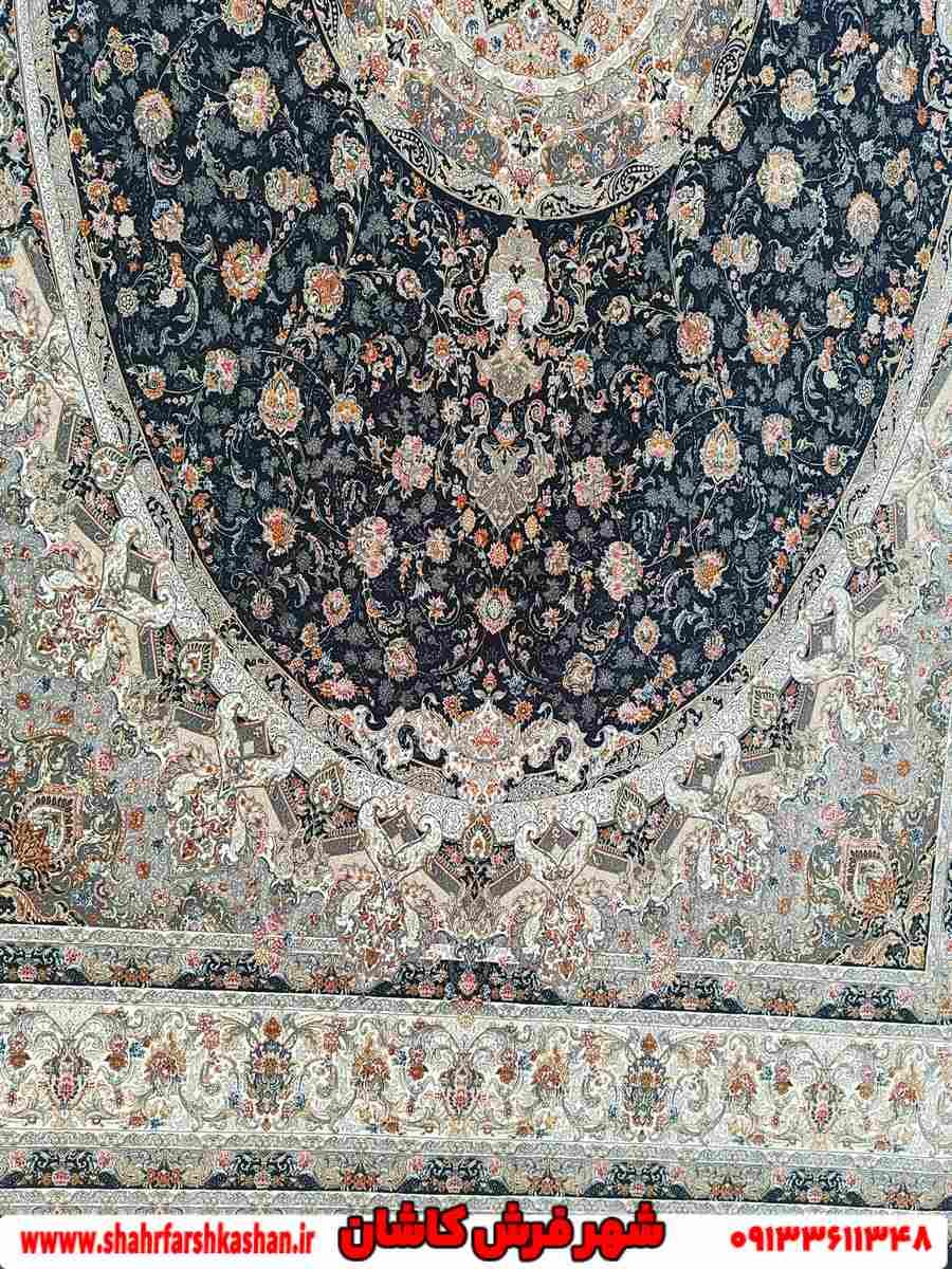 فرش 1500 شانه طرح باران سرمه ای — تصویر ۴