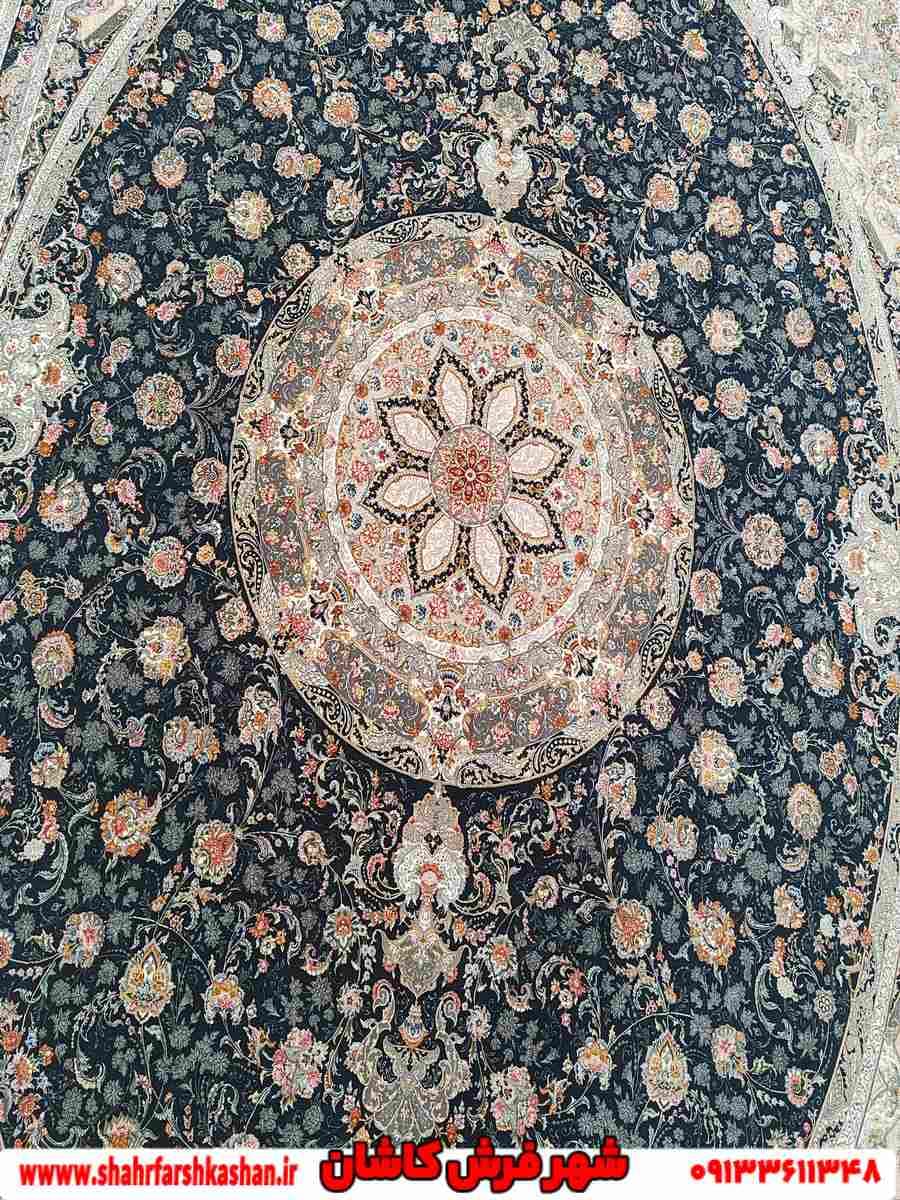 فرش 1500 شانه طرح باران سرمه ای — تصویر ۵