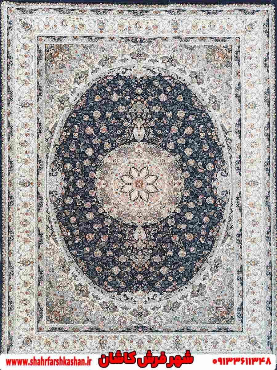 فرش 1500 شانه طرح باران سرمه ای — تصویر ۲