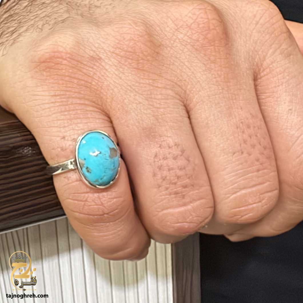 انگشتر نقره مردانه فیروزه اسپرت مدل RSM K36 — تصویر ۳