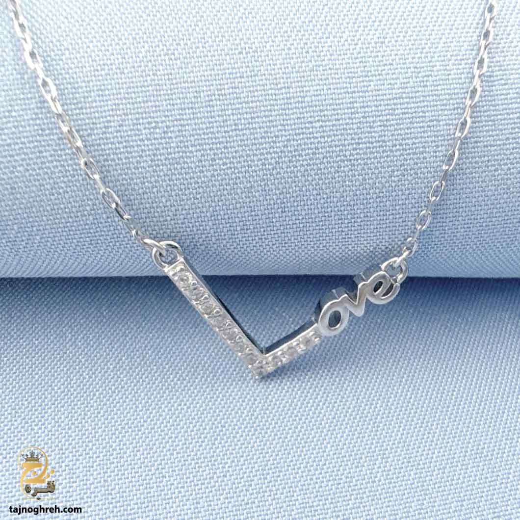 گردنبند نقره ظریف دخترانه طرح LOVE مدل ZSW Z33