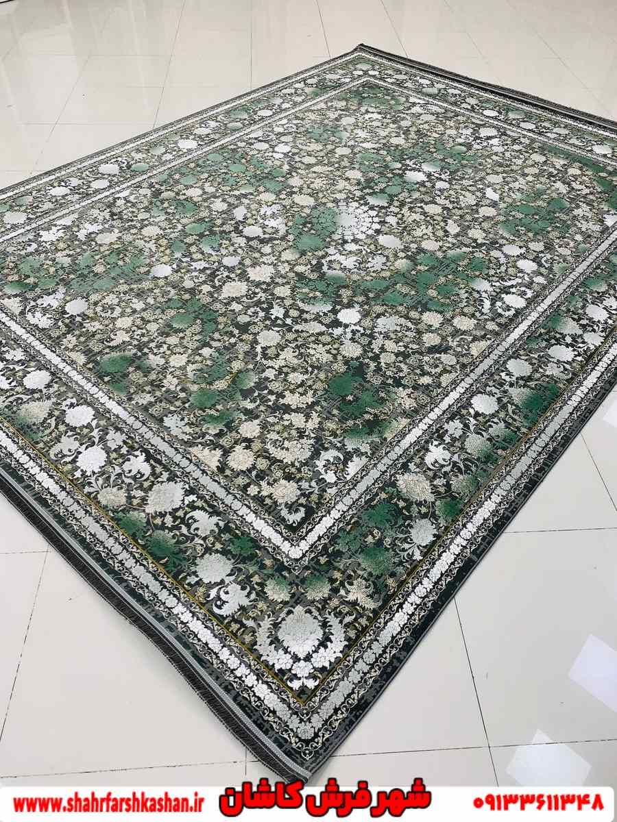 فرش سبز دودی افشان پانیا 1200 شانه