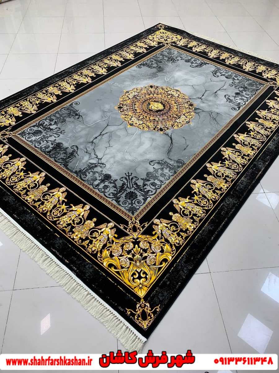 فرش ورساچه نقره ای 1200 شانه طلاکوب