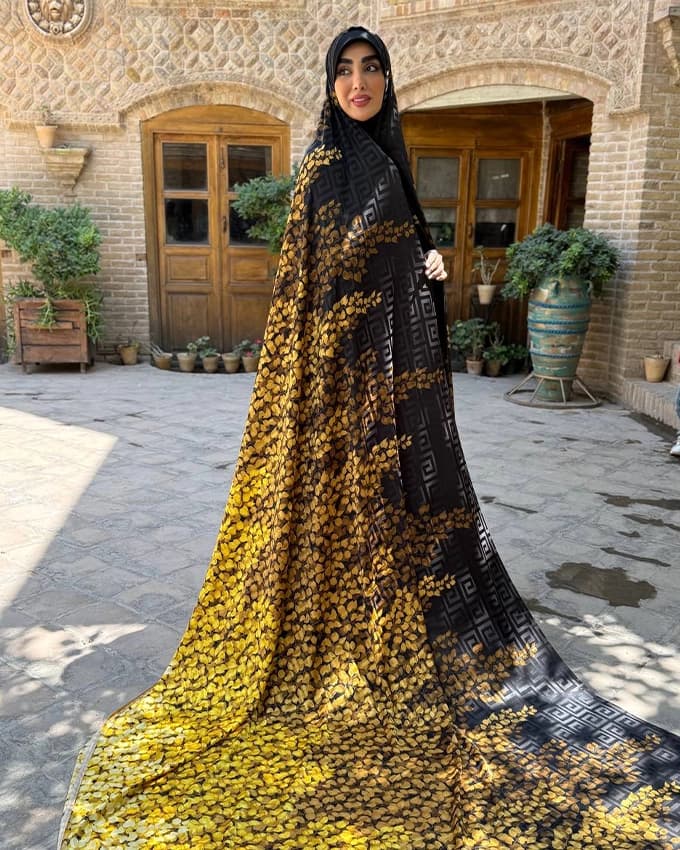 چادر رنگی قواره ژاکارد ابریشمی طرح 3