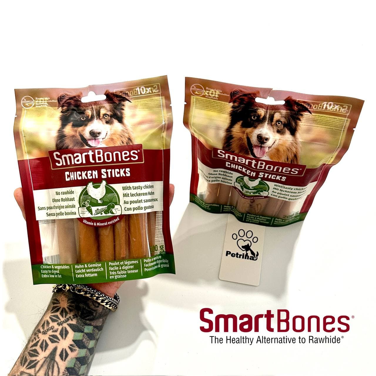 تشویقی دنتال سگ اسمارت بونز طعم مرغ و سبزیجات (10 عدد) | SmartBones Chicken Sticks