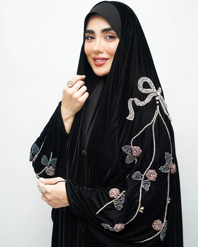 چادر عربی جده مخمل ونوس ایتالیا چهار فصل اصیلا پاپیون