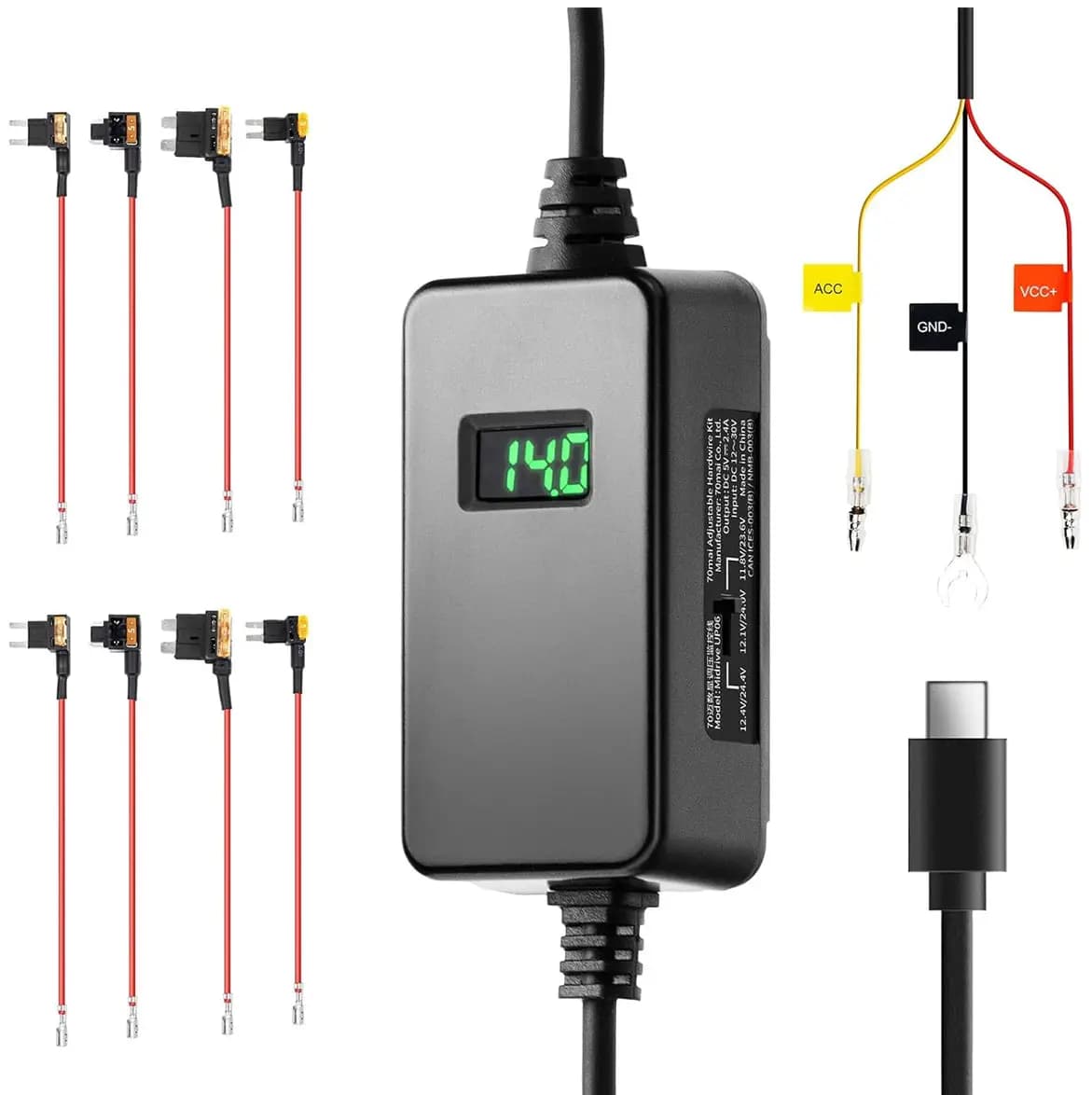 کیت برق دائمی دوربین خودرو هفتاد مای مدل 70mai Adjustable Hardwire Kit UP06